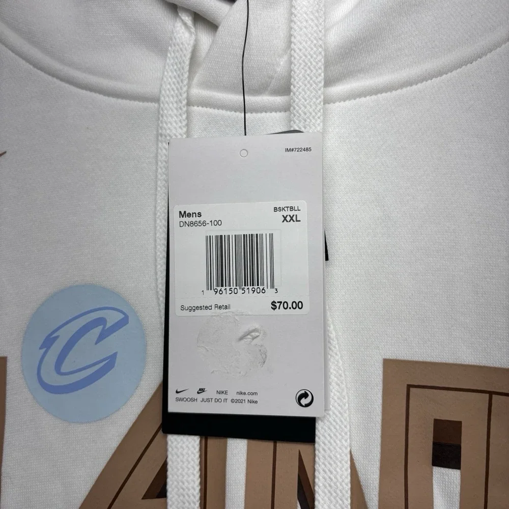 Cleveland Browns Nike Hoodie Mens 2XL Throwback Logo Club Pullover White NWT